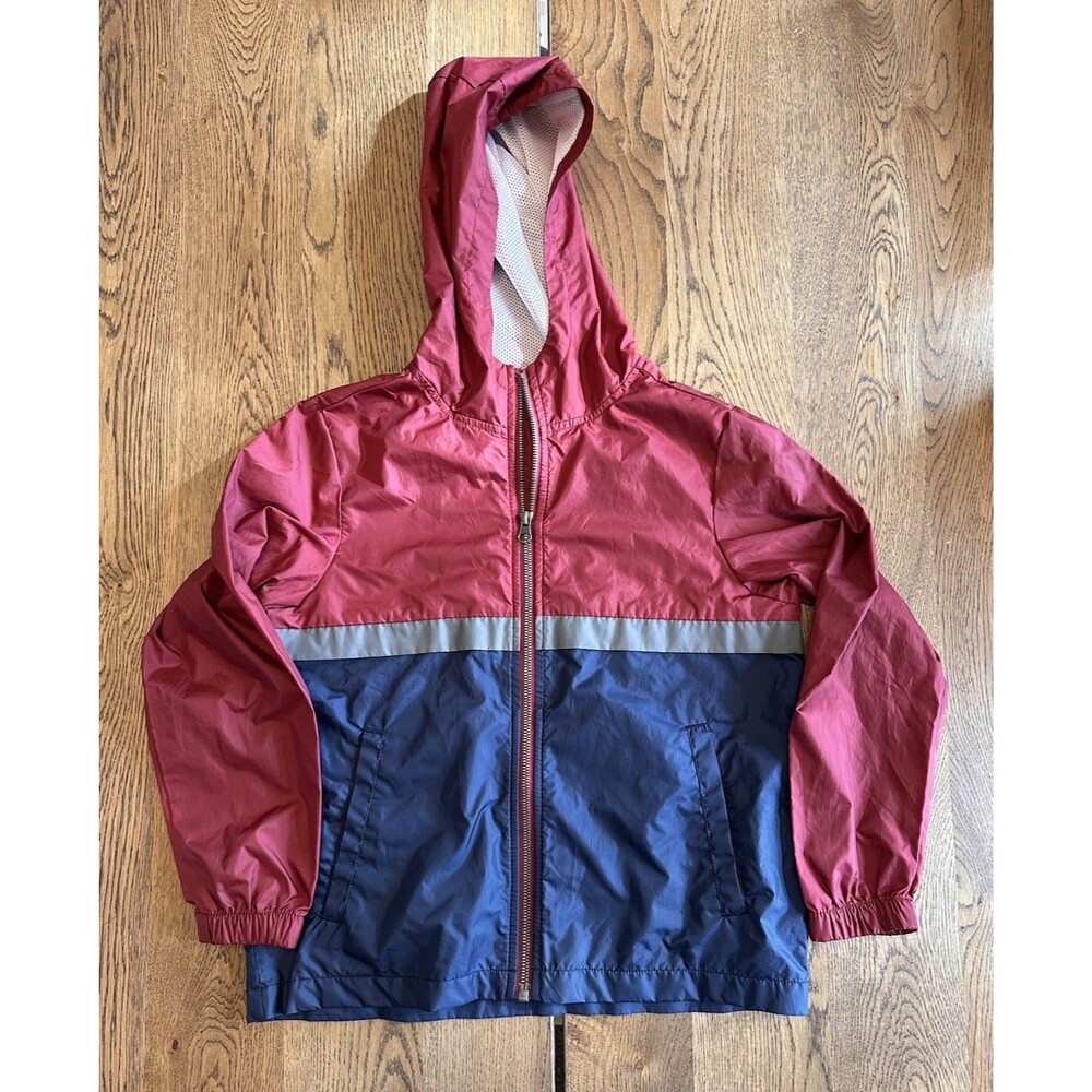 Old Navy Boys Colorblock Windbreaker Jacket Red Navy Blue M (8) Full Zip